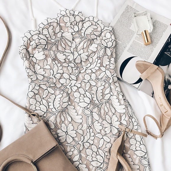 Lulus Delicate Darling Beige and Ivory Lace - Picture 5 of 9